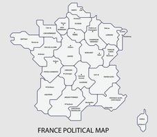 France political map divide by state colorful outline simplicity style. vector