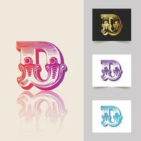 D letter logo professional abstract design vector