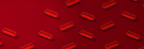 Pattern of red leather sofa on red background. 3d rendering photo