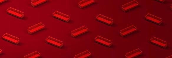Pattern of red leather sofa on red background. 3d rendering photo
