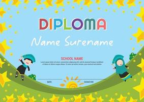 multi purpose school diploma certificate template excellent muslim kids awards vector