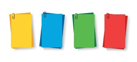 Notes colored. Sticky papers with pin clips memo vector