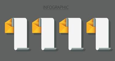 conjunto de sobres con infografía de papel de nota. concepto de mensaje de correo. vector