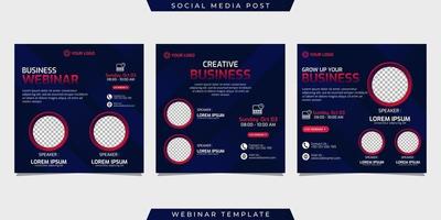 Creative design collection of social media story post templates on dark blue gradient background vector