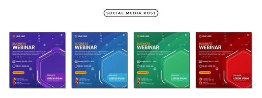 Social media post banner template collection. Suitable for business webinars, marketing webinars, online class programs, etc. vector