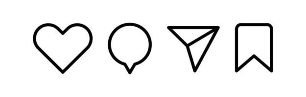 Minimalist social media icons, Like, comment, share and save icons. social media flat icon vector