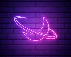 planet Saturn icon. Elements of Web in neon style icons. Simple icon for websites, web design, mobile app, info graphics.Isolated on brick wall vector