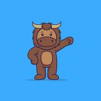 Cute bull hero. Animal cartoon concept isolated. Can used for t-shirt, greeting card, invitation card or mascot. Flat Cartoon Style vector