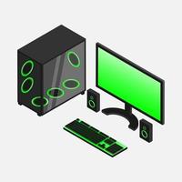 Green computer gaming set vector