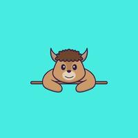 Cute sheep lying down. Animal cartoon concept isolated. Can used for t-shirt, greeting card, invitation card or mascot. Flat Cartoon Style vector