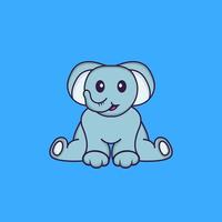 Cute elephant is sitting. Animal cartoon concept isolated. Can used for t-shirt, greeting card, invitation card or mascot. Flat Cartoon Style vector