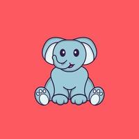 Cute elephant is sitting. Animal cartoon concept isolated. Can used for t-shirt, greeting card, invitation card or mascot. Flat Cartoon Style vector