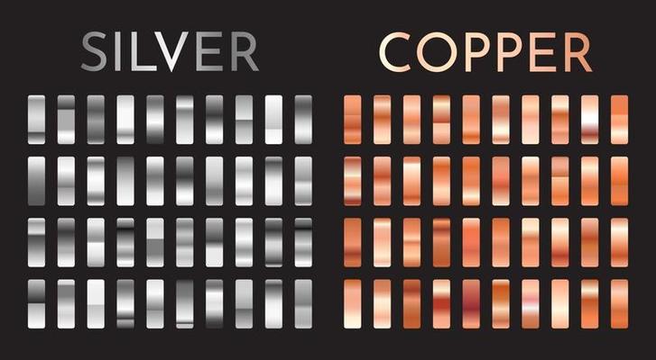 Silver and Copper metallic gradient finish Collection