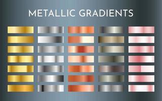 Metal gradients Collection of Gold Silver Bronze Rose vector