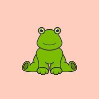 Cute frog is sitting. Animal cartoon concept isolated. Can used for t-shirt, greeting card, invitation card or mascot. Flat Cartoon Style vector