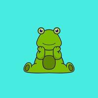 Cute frog is sitting. Animal cartoon concept isolated. Can used for t-shirt, greeting card, invitation card or mascot. Flat Cartoon Style vector