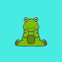 Cute frog is sitting. Animal cartoon concept isolated. Can used for t-shirt, greeting card, invitation card or mascot. Flat Cartoon Style vector