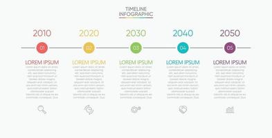 Iconos infográficos de la línea de tiempo de visualización de datos comerciales diseñados para la plantilla de fondo abstracto vector