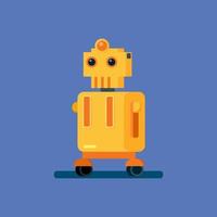 Cartoon robot character with no hand in flat style vector Illustration