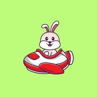 Cute rabbit flying on a plane. Animal cartoon concept isolated. Can used for t-shirt, greeting card, invitation card or mascot. Flat Cartoon Style vector