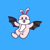 Cute rabbit is flying with wings. Animal cartoon concept isolated. Can used for t-shirt, greeting card, invitation card or mascot. Flat Cartoon Style vector