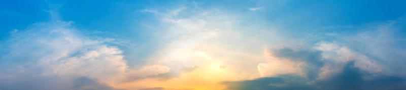 Dramatic panorama sky with cloud on sunrise and sunset time. photo