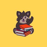 lindo gato leyendo un libro. aislado concepto de dibujos animados de animales. Puede utilizarse para camiseta, tarjeta de felicitación, tarjeta de invitación o mascota. estilo de dibujos animados plana vector