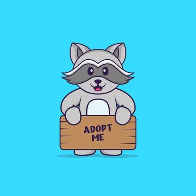 Cute fox holding a poster Adopt me. Animal cartoon concept isolated. Can  used for t-shirt, greeting card, invitation card or mascot. Flat Cartoon  Style 2872335 Vector Art at Vecteezy