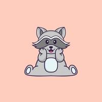 Cute racoon is sitting. Animal cartoon concept isolated. Can used for t-shirt, greeting card, invitation card or mascot. Flat Cartoon Style vector