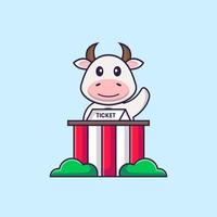 linda vaca es una taquera. aislado concepto de dibujos animados de animales. Puede utilizarse para camiseta, tarjeta de felicitación, tarjeta de invitación o mascota. estilo de dibujos animados plana vector
