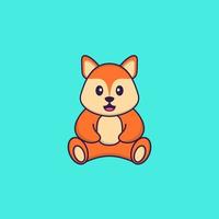 Cute fox is sitting. Animal cartoon concept isolated. Can used for t-shirt, greeting card, invitation card or mascot. Flat Cartoon Style vector