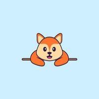 Cute fox lying down. Animal cartoon concept isolated. Can used for t-shirt, greeting card, invitation card or mascot. Flat Cartoon Style vector