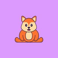 Cute fox is sitting. Animal cartoon concept isolated. Can used for t-shirt, greeting card, invitation card or mascot. Flat Cartoon Style vector