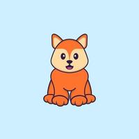 Cute fox is sitting. Animal cartoon concept isolated. Can used for t-shirt, greeting card, invitation card or mascot. Flat Cartoon Style vector