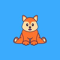 Cute fox is sitting. Animal cartoon concept isolated. Can used for t-shirt, greeting card, invitation card or mascot. Flat Cartoon Style vector