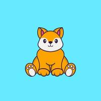 Cute fox is sitting. Animal cartoon concept isolated. Can used for t-shirt, greeting card, invitation card or mascot. Flat Cartoon Style vector