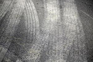 Wheel tracks on street photo