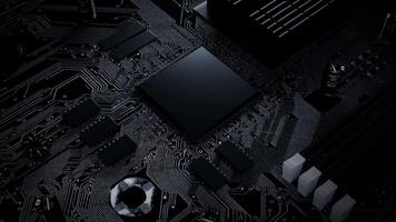 Circuito de renderizado 3d de inteligencia artificial cpu 180 rotación lenta video