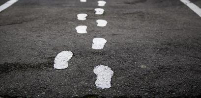 Footprints on street photo