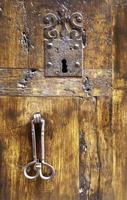 Lock on wooden door photo