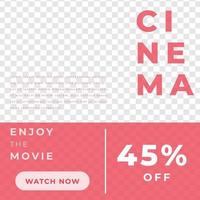 Cinema film grand lauch black freeday discount ticket poster social media template red modern minimalist style vector