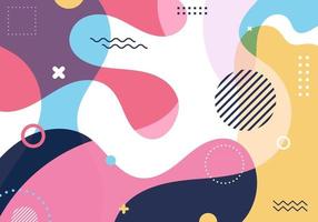 Abstract fluid shape colorful splash background with geometric shapes elements pattern in retro 80s-90s style vector