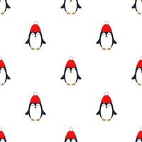 Cute Penguins Seamless Repeat Vector Pattern