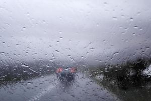 Rain drops car glass photo