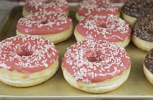 Donuts chocolate and strawberry photo