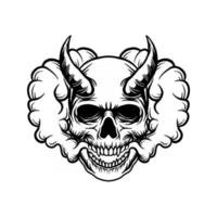 Evil skull with smoke illustration vector