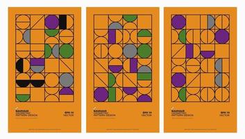 Conjunto de ilustración de fondo geométrico bauhaus abstracto, diseño plano de formas geométricas murales de colores vector