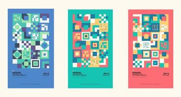 Set Of Abstract Bauhaus Geometric Background Illustration, Colorful Mural Geometric Shapes Flat Design vector