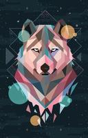 Colorful Geometric Wolf Head vector