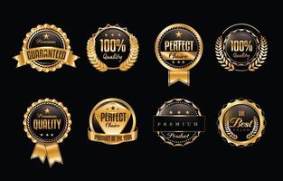 insignias de confianza de lujo dorado brillante vector